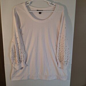 Romans crewneck dressy womens sweatshirt with beading and sequins on the sleeves
